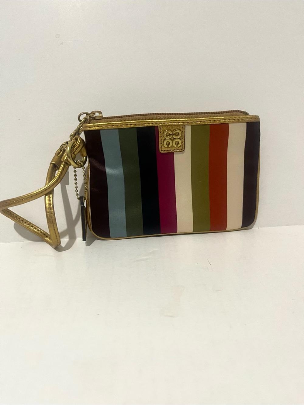 Coach Julia legacy Multicolor Stripe Wristlet Pouch